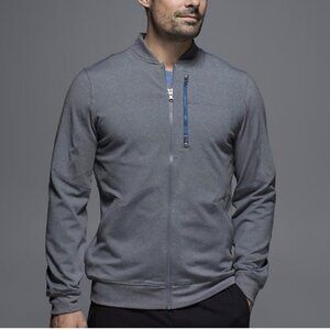 Lululemon Six Pack Jacket Full Zip Bomber Heathered Slate Hawk Blue Size Medium